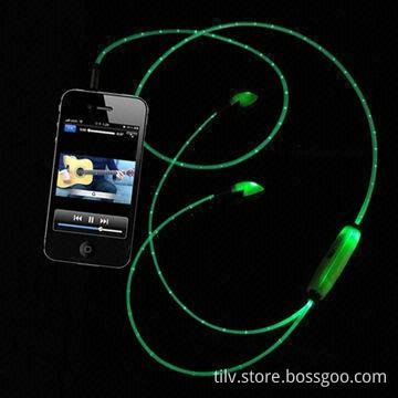 EL wire flashing earphone with 3 colors